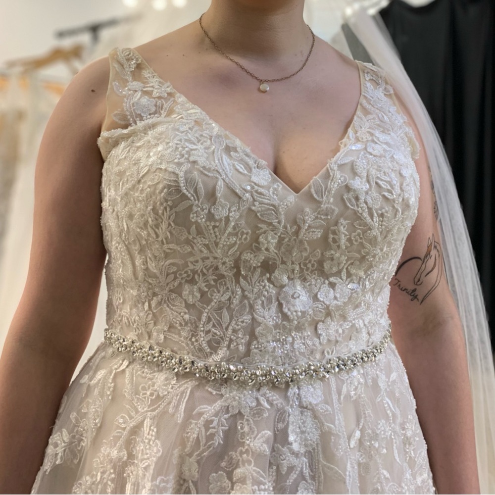 Champagne, A-Line Wedding Gown, Size 14, Private Label, OG $999
